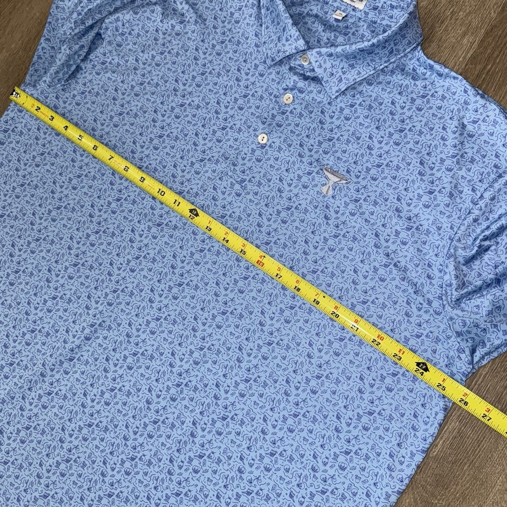 Peter Millar Summer Comfort Polo Men's XL Blue Skulls Double Transfused Polo - Picture 5 of 6